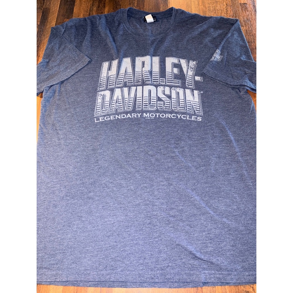 Harley Davidson Legendary Motorcycles T-Shirt XL Blue Heather Effingham IL Eagle